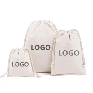 재활용 가능한 면화 끈 주머니 가방 가발 양초 화장품 선물 포장 자신의 로고가있는 드로우 스트링 백