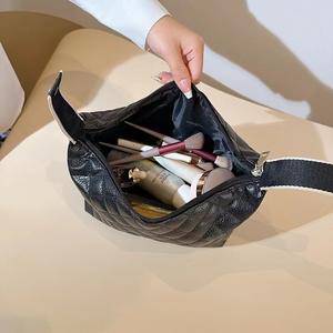 PU cuir dames minimaliste trousse de toilette diamant treillis cosmétique conteneurs de stockage sacs pour le maquillage - Product Image 2