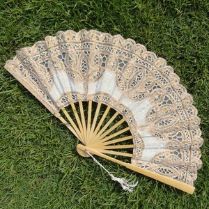 Ventilateur en dentelle de coton brodé, bretelles en bambou, décoration de <span class=keywords><strong>mariage</strong></span>, chauves-souris - Product Image 2