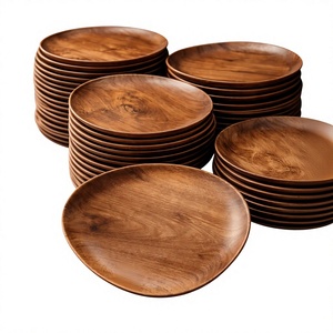 Assiette de service en bois artisanale de qualité supérieure, design classique naturel, compatible lave-vaisselle, écologique, accessoire de toilettage pour animaux, idéal pour les cadeaux - Product Image 5