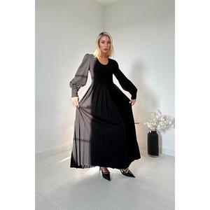 ชุดราตรีทรงเอไลน์สีดำสุดหรู คอเสื้อแบบครูว์เนค ผ้าเครป เอวเข้ารูปพอดีตัว สวมใส่สบาย - Product Image 4