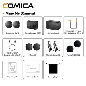 ไมโครโฟนไร้สาย COMICAVimo Me (Camera B) แบบหนีบเสื้อขนาดเล็ก 2TX+1 ตัวรับสัญญาณสำหรับกล้อง พร้อมระบบตัดเสียงรบกวนอัจฉริยะ สำหรับกล้องวิดีโอบล็อกและบันทึกเสียง - Product Image 4