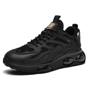 Chaussures de course à coussin d'air noires pour hommes, empeigne en mesh, semelle extérieure en caoutchouc, semelle intermédiaire en EVA, baskets légères - Product Image 5