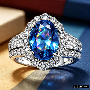 Women's S925/10K/14K/18K Gold Oval Cut Gemstone <b>Ring</b> with Pave Diamond Accents Luxury Engagement <b>Ring</b> 14k Gold Plated - Product Image 6