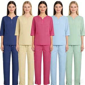 Women's Scrub Suit Set Short Sleeve Multi Pocket Moisture Wicking Hospital Uniforms For Nurses Doctors - Product Image 1