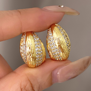 Brass Gold Plated Variety Design <b>Stud</b> Earrings Bulk Mixed Style Cubic Zirconia Gold Earrings for Women Jewelry - Product Image 3