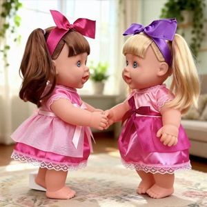 Muñeca de Vinilo Suave de 30 cm, Vestido de Princesa con Encaje Rosa, Lazo Grande, Cola de Caballo Doble, Muñeca de Simulación, Juguete de Regalo para Niños - Product Image 4