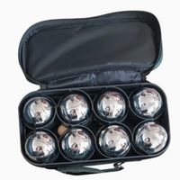 Jeu de boules de pétanque pour 2 à 4 joueurs. Kit de jeu d'extérieur pour pelouse et plage avec pallino, corde de mesure et sac de transport.