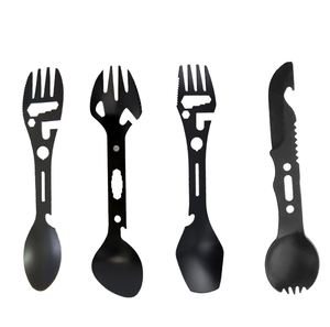 Al Aire Libre multifuncional cuchara llave abrebotellas cuchara <span class=keywords><strong>abrelatas</strong></span> tenedor cuchara Camping vajilla suministros fabricante de Metal - Product Image 3