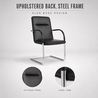 Chaise de bureau exécutive moderne en cuir avec accoudoirs fixes et base métallique pour conférence et bureau à domicile
