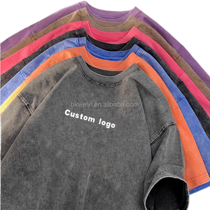 Camiseta de Manga Corta Holgada, 100% Algodón, 230 GSM, con Logotipo Impreso Personalizado, Estilo Retro Americano, Hip Hop, Tejido de Punto, Talla Grande - Product Image 1