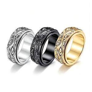 Anillo Giratorio de Acero Inoxidable en Acabado Dorado, Plateado y Negro para Joyería de Estilo Gótico o Punk para Hombre - Product Image 3