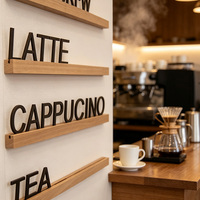 Rails de menu muraux en bois personnalisables, tableau à lettres interchangeable, panneau de menu en bois rainuré pour café et boulangerie