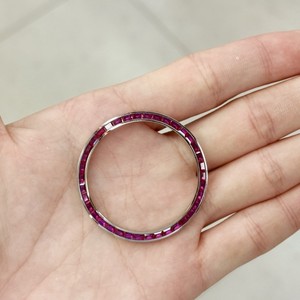 Lussuoso Anello per Ghiera di Ricambio in Acciaio Inossidabile con Zirconi Rosa, Accessorio per Orologi da 36mm - Product Image 3