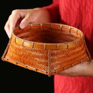 Handmade <b>Bamboo</b> Woven Basket Polygon Shape Storage <b>Container</b> For Living Room Food Snack Dried Fruit Tea Serving - Product Image 1