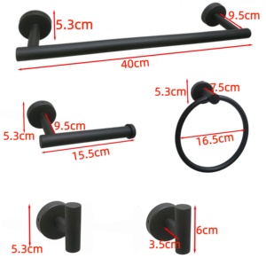 <span class=keywords><strong>Set</strong></span> di Accessori per <span class=keywords><strong>Bagno</strong></span> in Acciaio Inox 304 <span class=keywords><strong>Nero</strong></span> Opaco, <span class=keywords><strong>Set</strong></span> Moderno <span class=keywords><strong>da</strong></span> 40cm per Hotel e Appartamenti - Product Image 3