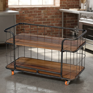 Antique Traditional Iron <b>Bookshelf</b> with Wheels for Living Room Bedroom Hotel & Kitchen Use-Durable & Eco-Friendly - Product Image 2