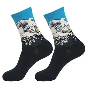 Jacquard Dress Crew Socks Custom Novelty Winter Socks Brand Label Packaging OEM