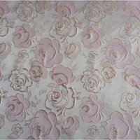 LS441 baru benang dicelup timbul bunga mawar kain Jacquard bertekstur Satin emas benang bunga brokat Jacquard gaun kain