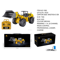 Camion chargeur télécommandé HUINA 1583 2.4G 1/14 24 canaux en alliage avec chargeur, véhicule de transport, bulldozer RC