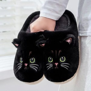 Chaussons d'intérieur pour femmes, doublure en sherpa moelleuse, pantoufles d'hiver pour la maison, pantoufles originales pour femmes, chat en peluche 3D, antidérapantes, chaudes - Product Image 6