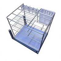 Panier à épices coulissant en acier inoxydable, organisateur de tiroir amorti en fil métallique, rangement de garde-manger à 3 niveaux