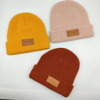 Gorro de invierno al por mayor para hombre y mujer, gorro tejido con parche bordado.