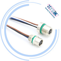 Conector de Panel con Tornillo M8, con Cable, Protección IP67, Cables Blindados para Soldar, 3 y 4 Pines, para Interruptores y Sensores