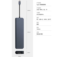 Base de Conexión Tipo C 6 en 1 de Aluminio, Adaptador de Hub USB con 6 Puertos Tipo C a HDTV, USB 3.1/USB 3.0/USB 3.0/SD y TF para Computadora Macbook