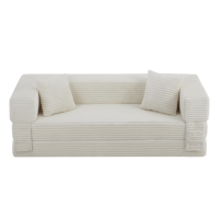 Canapé moderne trois places en tissu, design élégant en L, capitonné, lit convertible unique à deux niveaux, écologique et durable pour salons