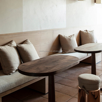 Table à manger en bois de 80-90 cm avec cadre en bois rouge pour café, restaurant, bistrot, salon de thé, boutique de desserts