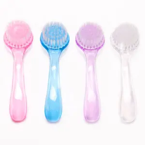 Professional Manicure Tools Round Head Long Handle Nail Brush with Lid Plastic Nail Dust Cleaning Brush