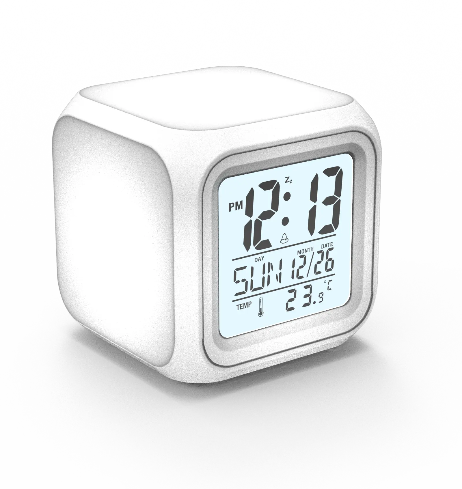 Kids Mini Color Change Led Digital Blanco Reloj Sublimatie Gloeiende Mini Kubus Wekker