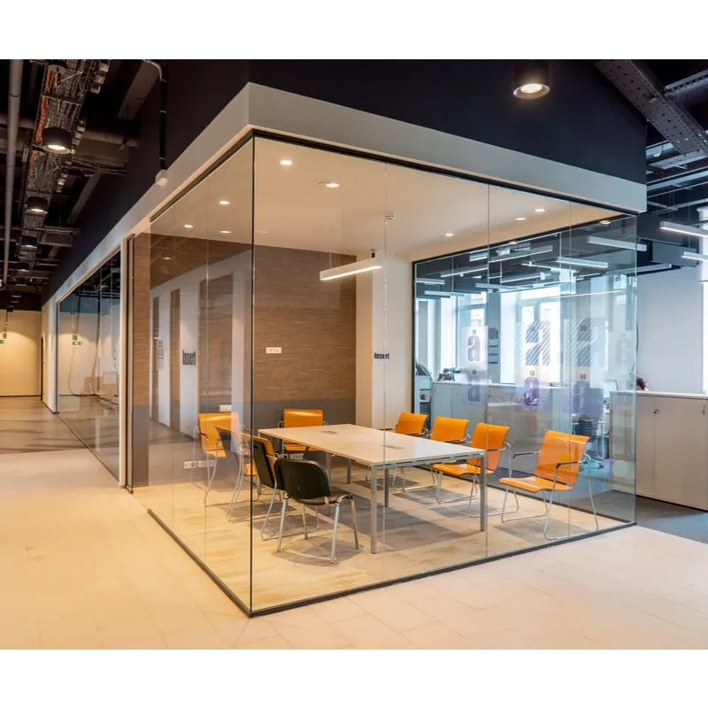 Clear Single Glazed Office Dividing Wall Glass All Glass Room Frameless Glass Wall For Commercial Office