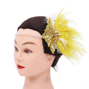 Bandeau à clapet des années 1920 plumes d'autruche casque rugissant des années 20 paillettes bandeau Great <span class=keywords><strong>Gatsby</strong></span> accessoires de <span class=keywords><strong>cheveux</strong></span> pour les femmes - Product Image 6