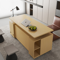 Bureau debout ergonomique moderne et modulaire en bois blanc résistant à l'eau, réglable et pivotant, pour PDG, gestionnaires, villas et bureaux.