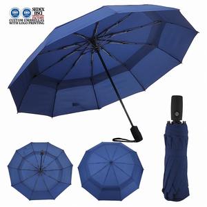 Petit <span class=keywords><strong>parapluie</strong></span> pliable et compact coupe-vent pour voiture Cadre en fibre de verre renforcé robuste Portable coupe-vent pour hommes femmes adolescents - Product Image 4