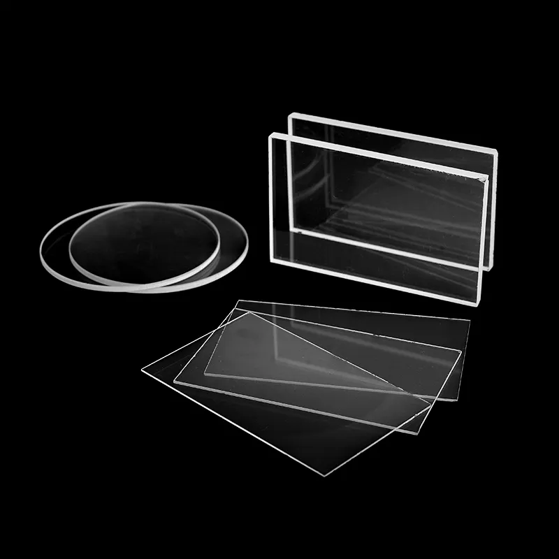 Çeşitli boyutlarda özel kuvars cam plaka temizle cam plaka yuvarlak sigortalı kuvars kuvars cam disk