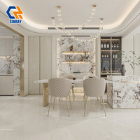 Carreaux intérieurs grand format en pierre frittée 900x1800mm, antidérapants, antibactériens, pleine masse, brillants, effet marbre, pour sols et murs de villa
