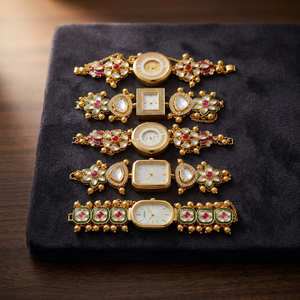 Luxury Traditional Indian Women Handcrafted Kundan Meenakari Gold Plated Bracelet Wrist <b>Watch</b> Combo Set Jewelry <b>Watches</b> - Product Image 2