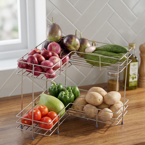 Estante metálico apilable de cuatro niveles para organizar alimentos en la cocina con exhibición de verduras - Product Image 6
