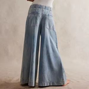 Jeans surdimensionnés personnalisables OEM pour femme – Coupe slim décontractée, style vintage streetwear, en denim respirant pour l'été - Product Image 3