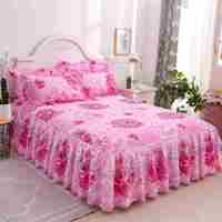 Ensemble de jupes de lit double couche, couvre-lit imprimé floral, drap de lit bilatéral, jupe de lit