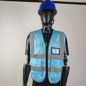 Gilet di Sicurezza Blu ad Alta Visibilità Senza Maniche con Multi-Tasche e Riflettenti Multifunzionali - Product Image 1