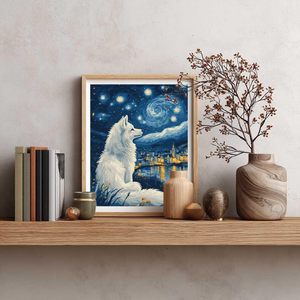 Kit de <span class=keywords><strong>peinture</strong></span> par numéros SONGWOO ART sans cadre, motif <span class=keywords><strong>loup</strong></span> et ciel étoilé, pour décoration murale à la maison - Product Image 2
