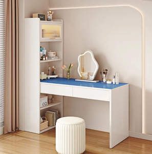 Coiffeuse moderne en bois massif avec miroir éclairé, couleur crème, pour chambre à coucher, petite appartement, meuble de rangement <span class=keywords><strong>maquillage</strong></span> - Product Image 4