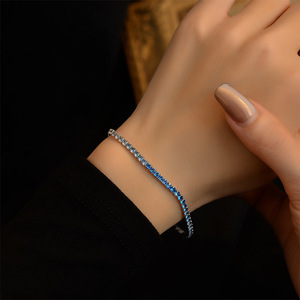European American Fashion Advanced Sense <b>Cross</b>-Border Tennis Bracelet <b>Men</b> Women S925 Sterling Silver Zircon Trendy Fine - Product Image 3