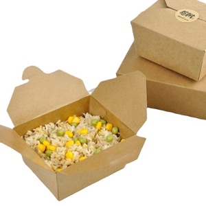 工場卸売 使い捨て 食品グレード カスタムサイズ印刷 クラフト紙 バーガー包装箱 段ボール食品容器 - Product Image 1