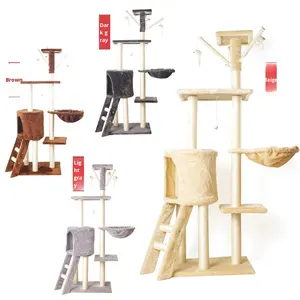Groothandel Klassieke Kattenkrabpaal Kattenboom Speeltoren Springbed 4-Laags Stabiel Grote Ecologische Kattencondo Sisal Karton - Product Image 2