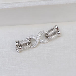 Wenchi Plata S925, Accesorio DIY en Forma de 8, de Doble Capa y 2 Filas, para Collar, Cadena para Suéter y Hebilla para Sombrero - Componentes para Joyería - Product Image 2